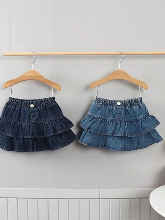 Denim Layered Skirt Pants