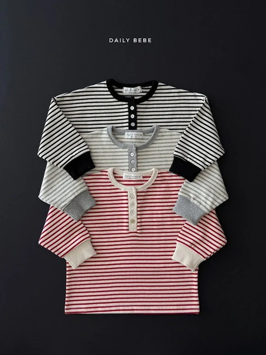 Stripe Henley Neck Tee Stripe Henley Neck Tee