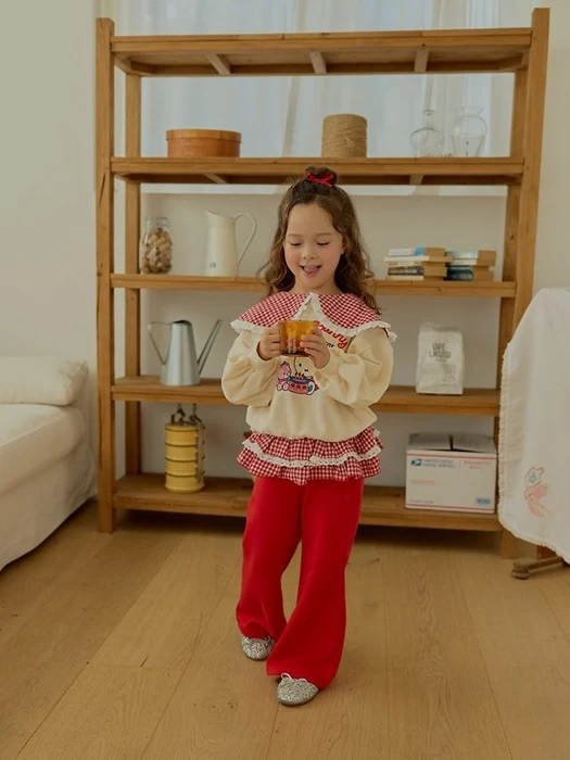 Check Frill Bootcut Pants Check Frill Bootcut Pants