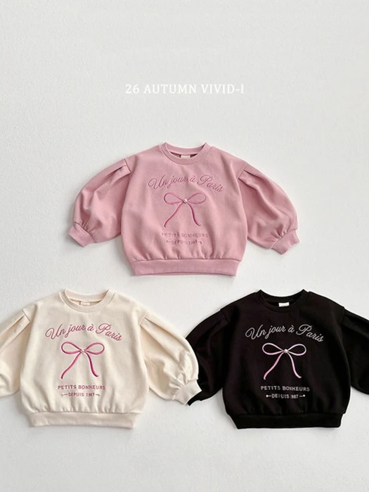 Ribbon Pearl Puff Sweatshirt Ribbon Pearl Puff Sweatshirt