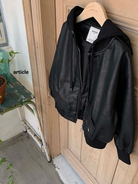 Hooded Leather Jacket Hooded Leather Jacket