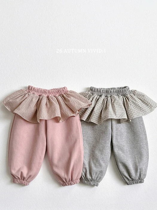 Check Frill Jogger Pants Check Frill Jogger Pants