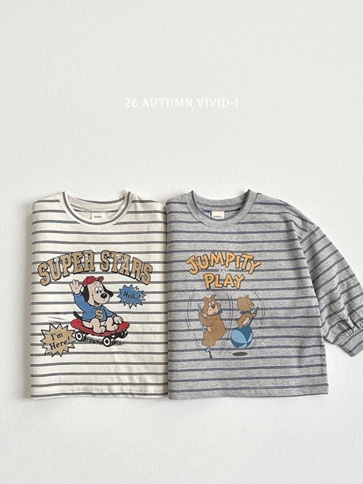 Stripe Cartoon Single Tee