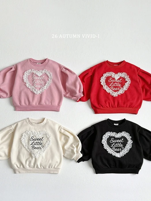 Heart Lace Puff Sweatshirt