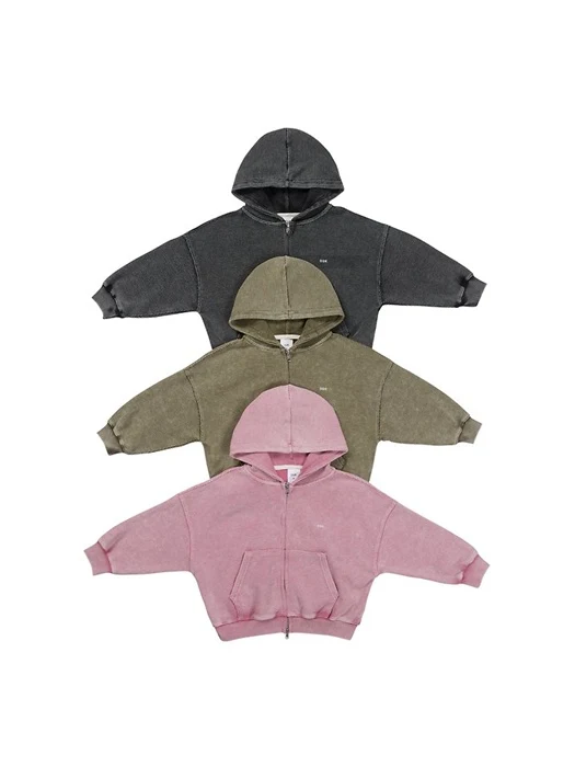 Waffle Washed Hooded Zip-up