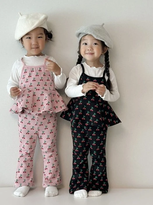 Cherry Ribbon Bootcut Top & Bottom Set