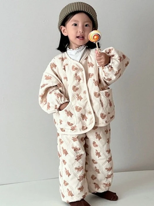 Puppy Quilted Top & Bottom Set Puppy Quilted Top & Bottom Set