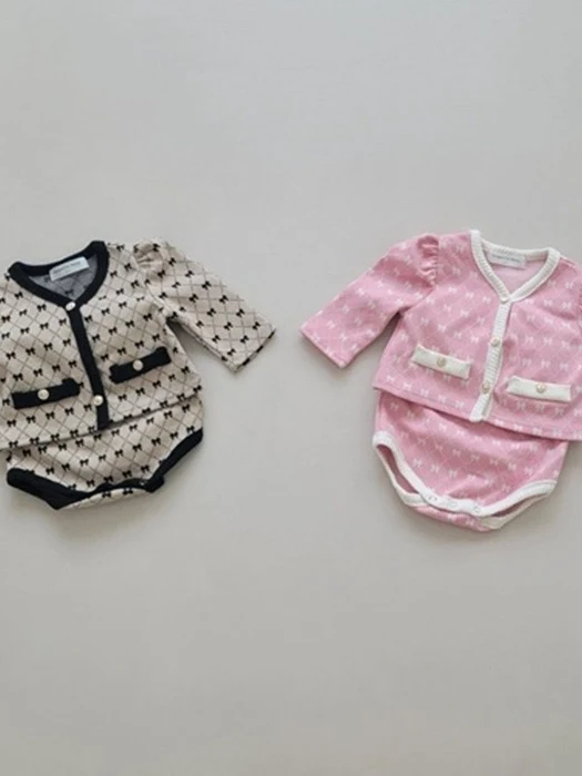 Ribbon Cardigan Top & Bottom Set Ribbon Cardigan Top & Bottom Set