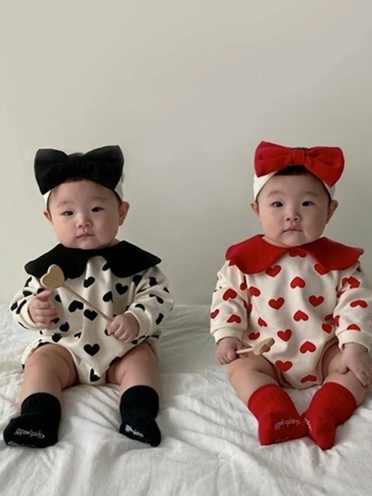Heart Collar Romper Set Heart Collar Romper Set