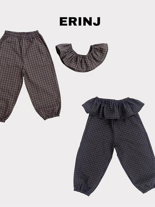 Check Frill Pants Set Check Frill Pants Set
