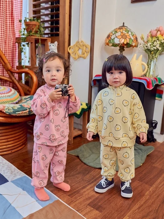 Little Palm Waffle Anorak Top & Bottom Set