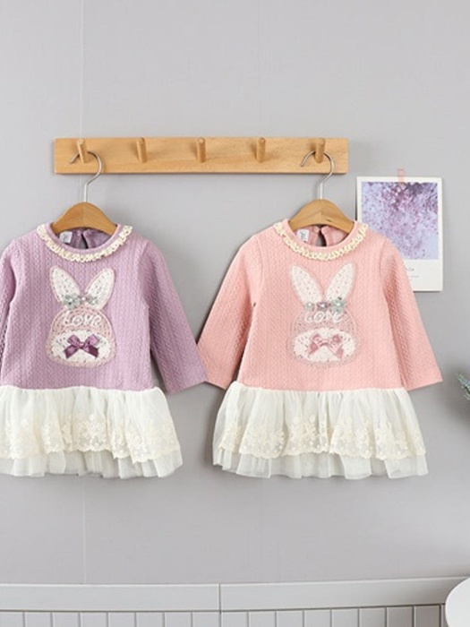 Flower Rabbit Jacquard Dress