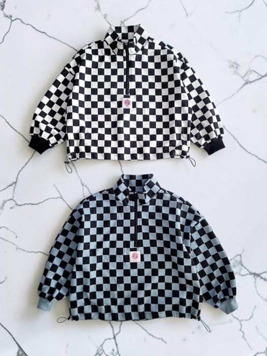 Unique Check Half Zip-up Unique Check Half Zip-up
