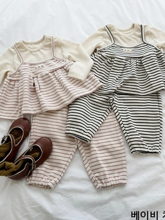 Baby Cherry Striped Top & Bottom Set Baby Cherry Striped Top & Bottom Set