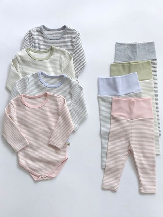 Pastel Striped Bodysuit Set Pastel Striped Bodysuit Set by Saerobin for Baby - catalog view