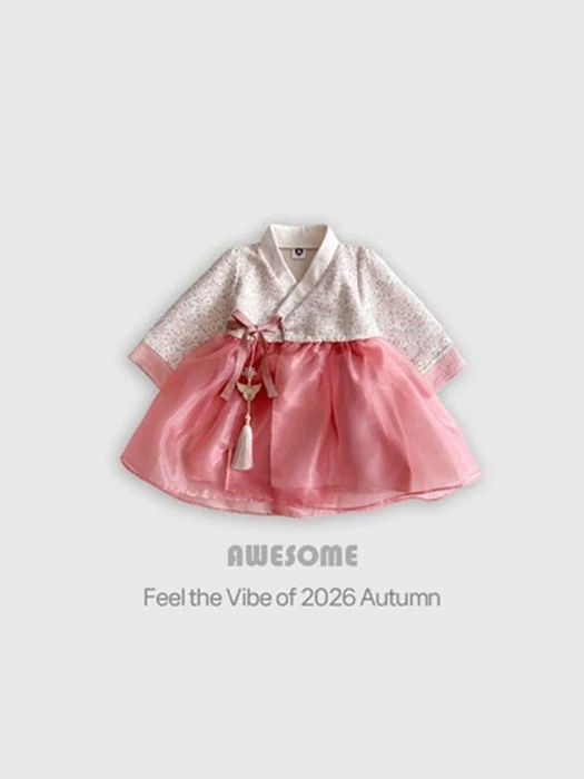 Pink Flower Hanbok Set for Girls