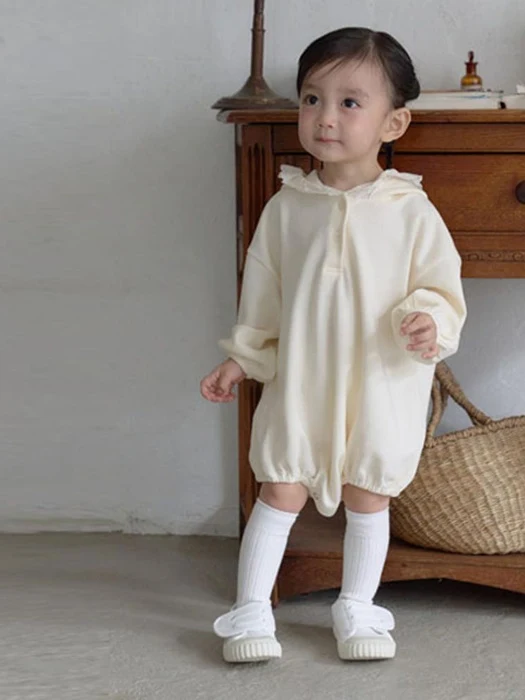Lace Hooded Romper Lace Hooded Romper by Bebe Nine for Baby - catalog view