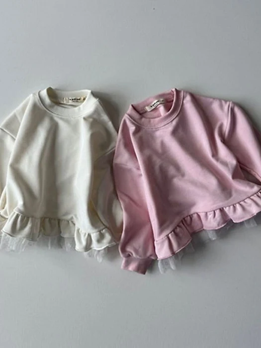Lace Frill Sweatshirt by Le petitmot for Baby - catalog view