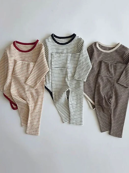 Striped Ribbed Bodysuit Set Striped Ribbed Bodysuit Set by Saerobin for Baby - catalog view