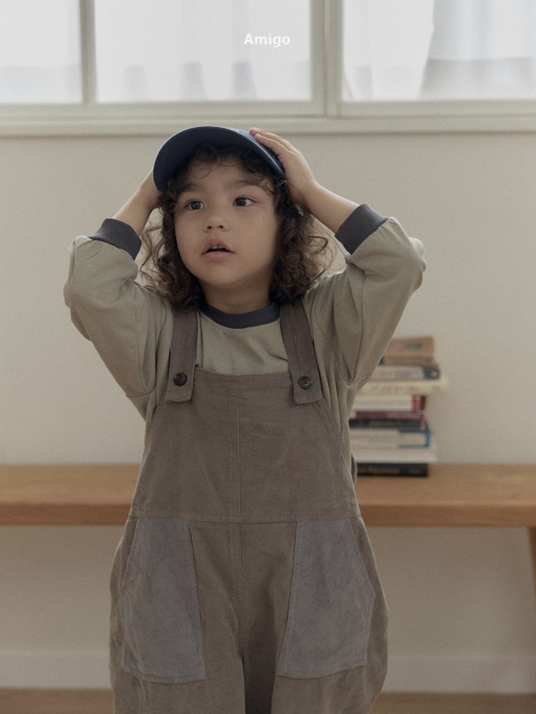 Amigo - Korean Children Fashion - #Kfashion4kids - Corduroy Contrast Overalls - 2