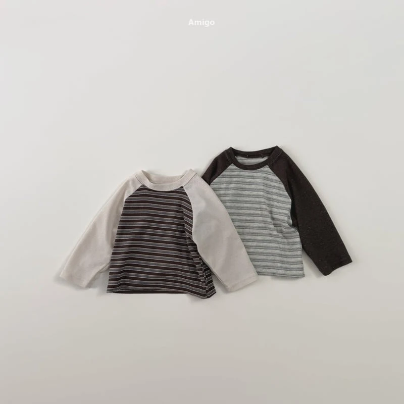 Amigo - Korean Children Fashion - #childofig - Striped Raglan Tee - 10