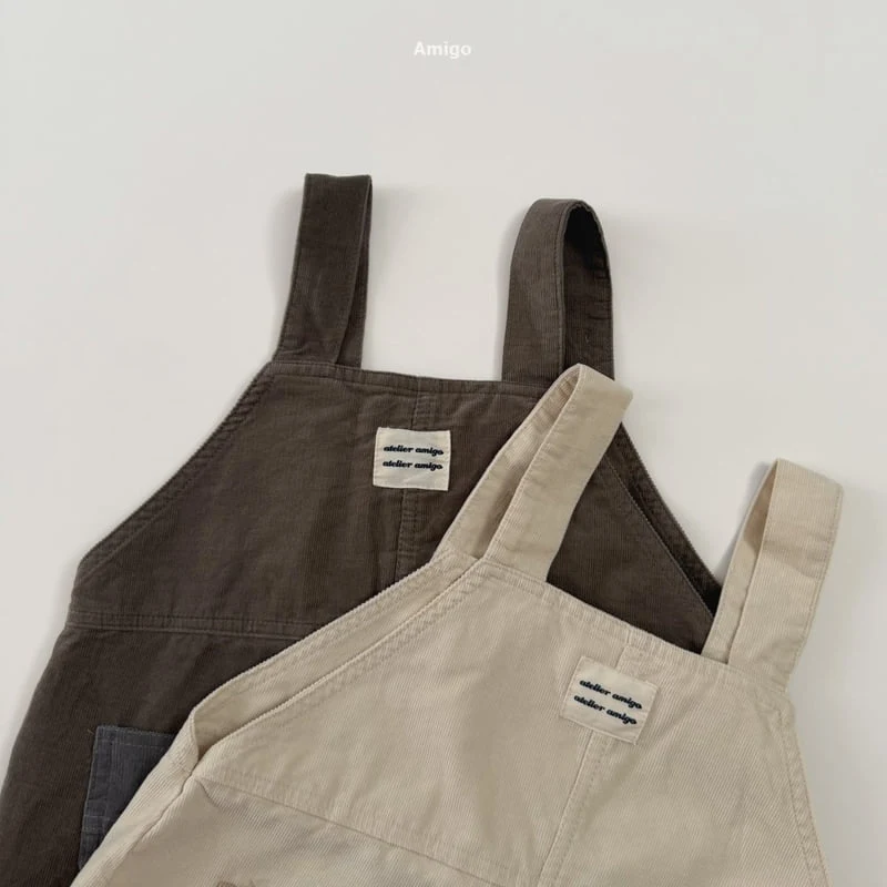 Amigo - Korean Children Fashion - #designkidswear - Corduroy Contrast Overalls - 12