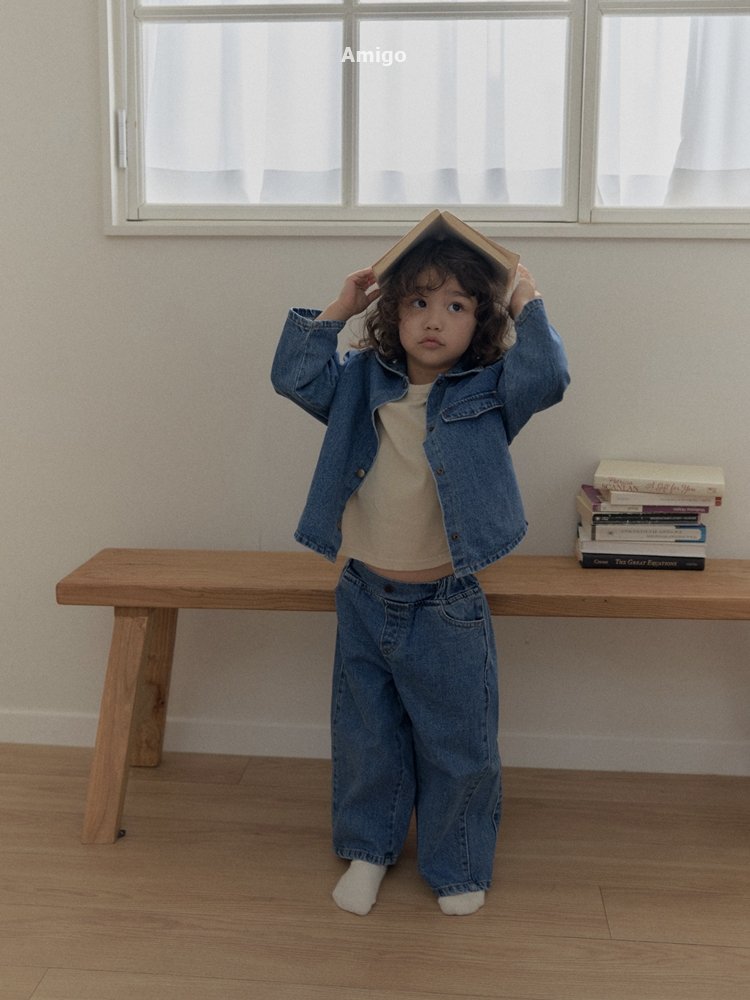 Amigo - Korean Children Fashion - #discoveringself - Curve Denim Pants - 2