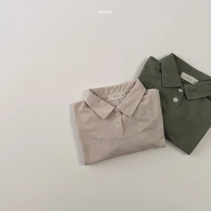 Amigo - Korean Children Fashion - #fashionkids - Slit Collar Tee - 11