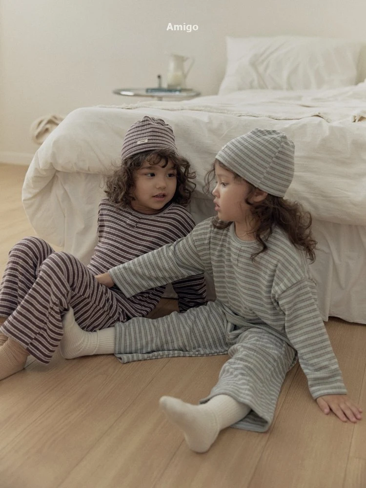Amigo - Korean Children Fashion - #kidsshorts - Barcode Top & Bottom Set - 3