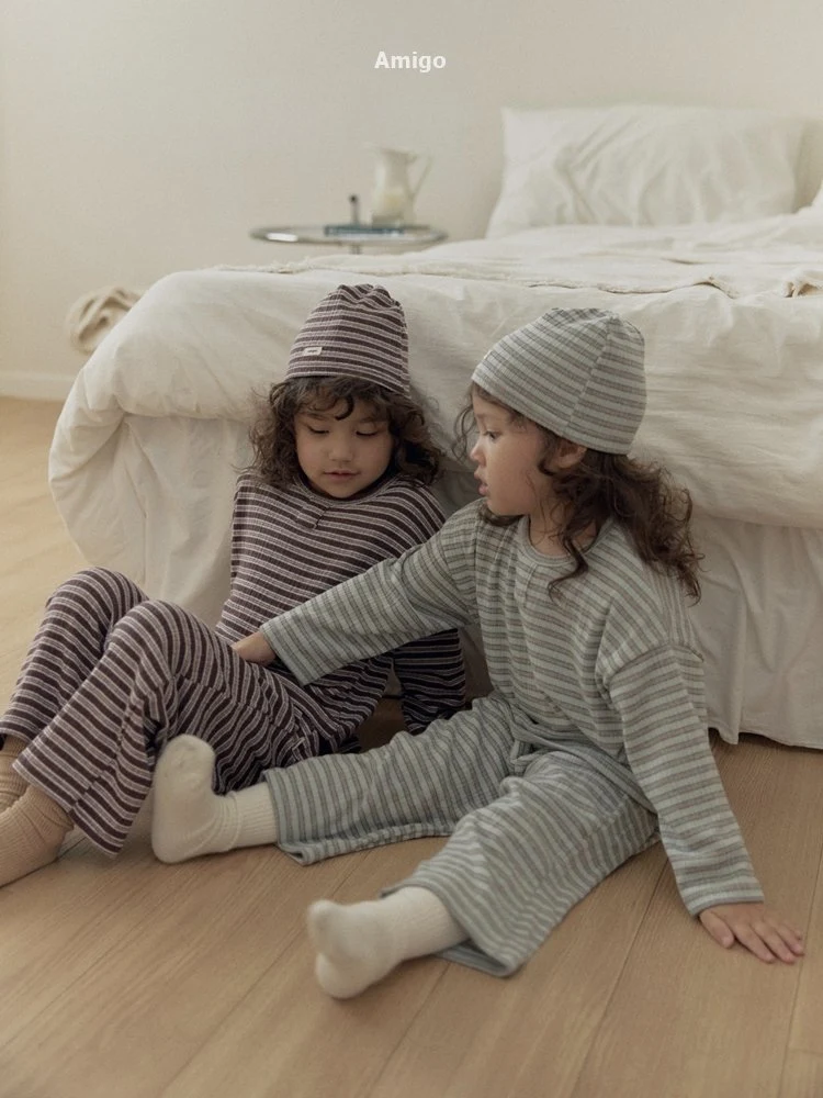 Amigo - Korean Children Fashion - #kidsshorts - Barcode Top & Bottom Set - 4