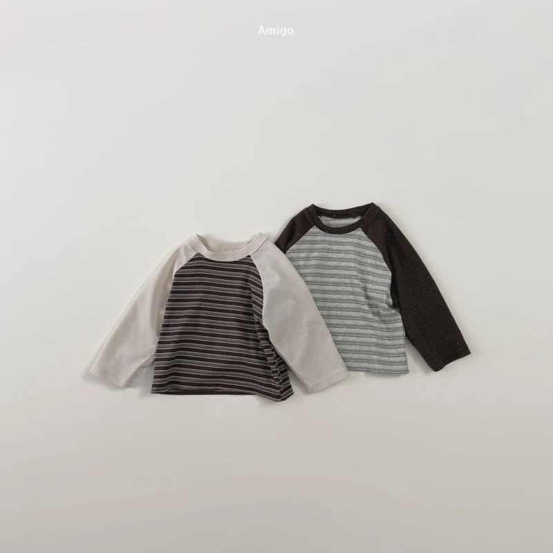 Amigo - Korean Children Fashion - #kidzfashiontrend - Striped Raglan Tee
