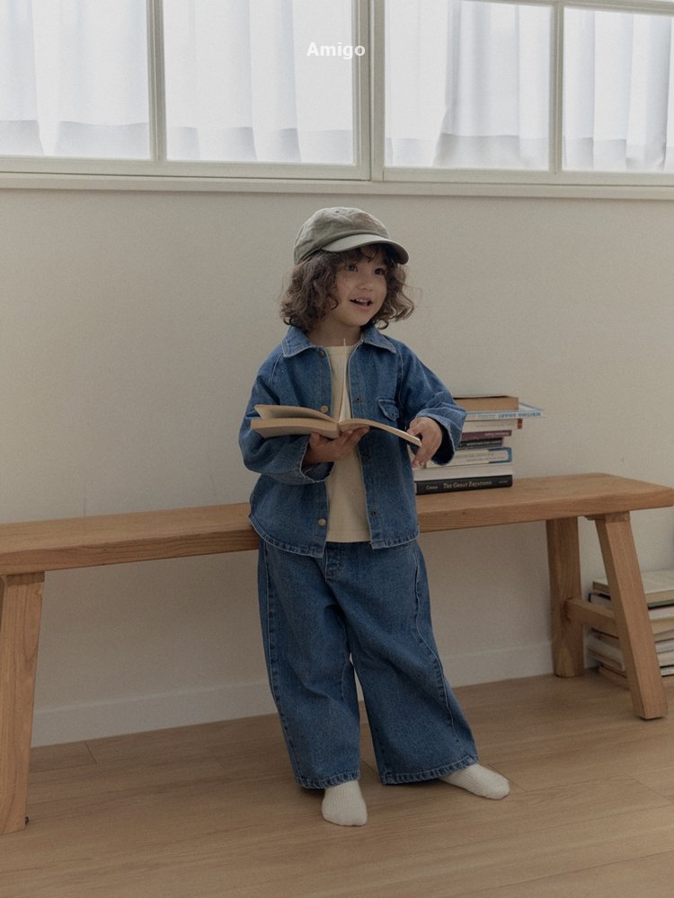 Amigo - Korean Children Fashion - #kidzfashiontrend - Curve Denim Pants - 6