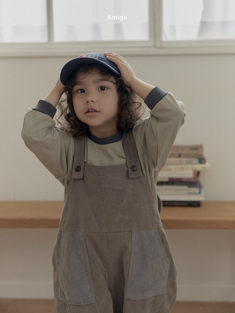 Amigo - Korean Children Fashion - #littlefashionista - Corduroy Contrast Overalls - 3