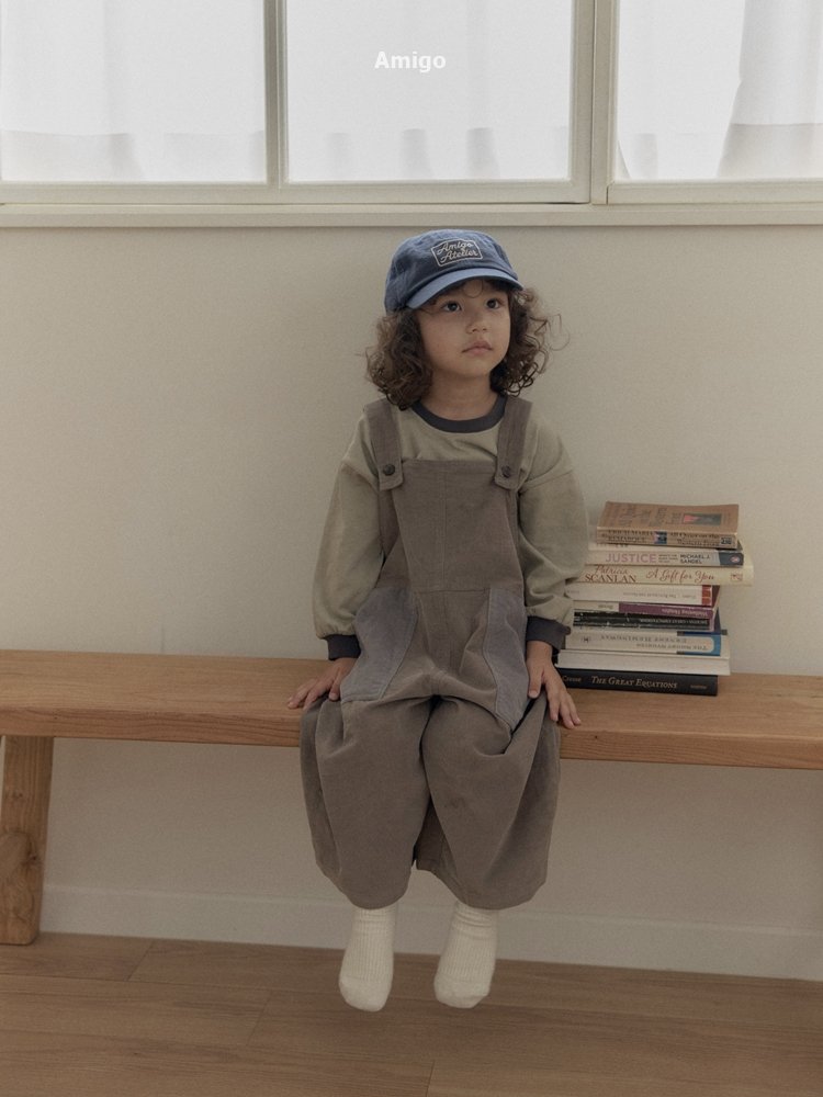Amigo - Korean Children Fashion - #littlefashionista - Corduroy Contrast Overalls - 4