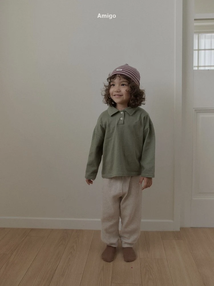 Amigo - Korean Children Fashion - #minifashionista - Slit Collar Tee - 2