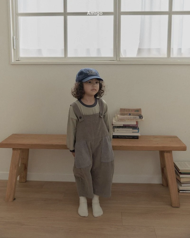 Amigo - Korean Children Fashion - #minifashionista - Corduroy Contrast Overalls - 5