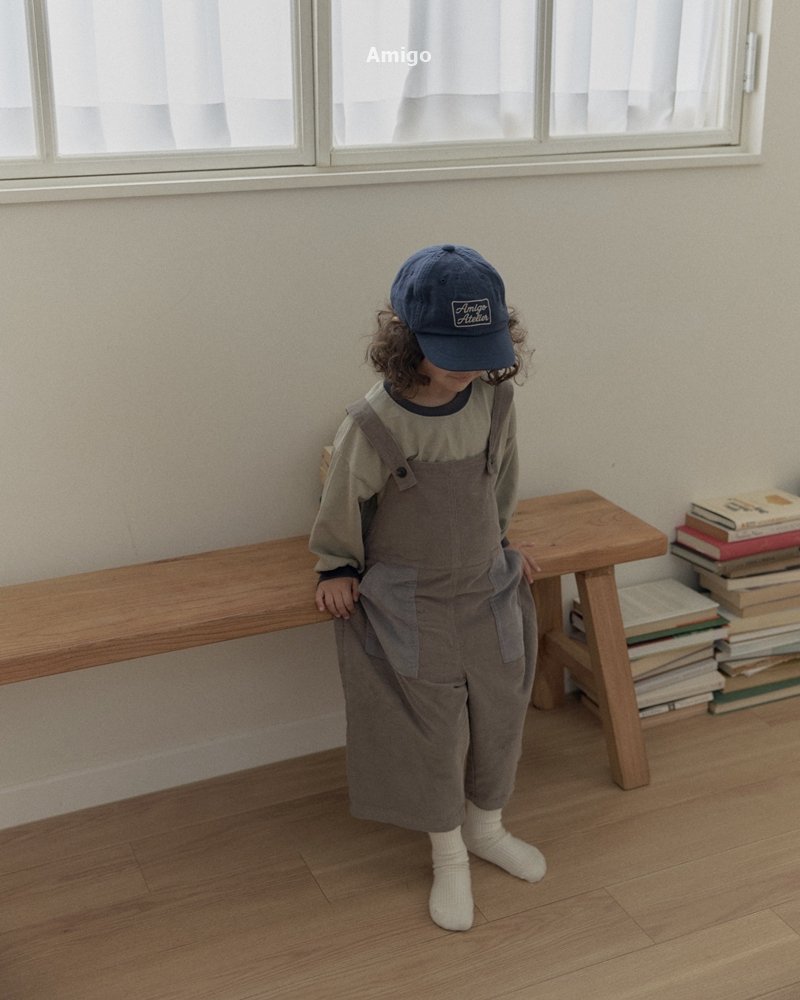 Amigo - Korean Children Fashion - #prettylittlegirls - Corduroy Contrast Overalls - 6