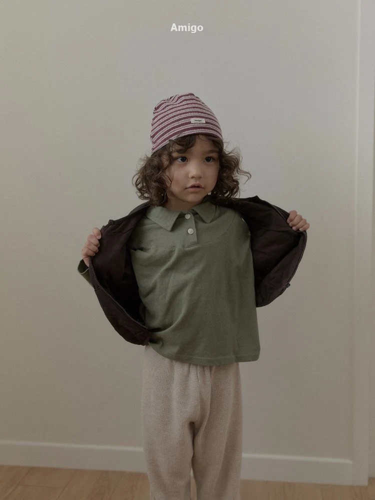 Amigo - Korean Children Fashion - #stylishchildhood - Slit Collar Tee - 6