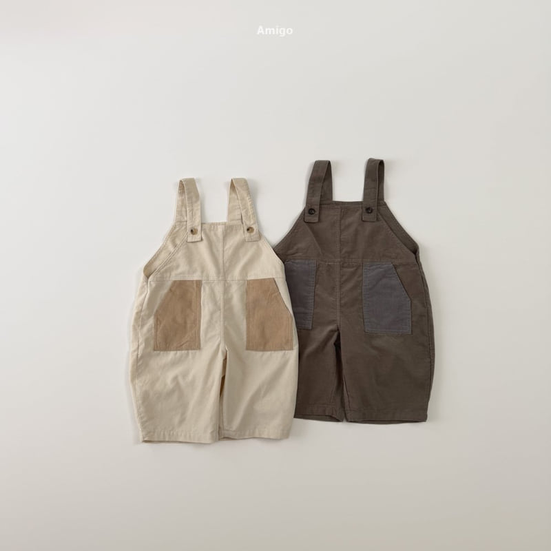 Amigo - Korean Children Fashion - #stylishchildhood - Corduroy Contrast Overalls - 9