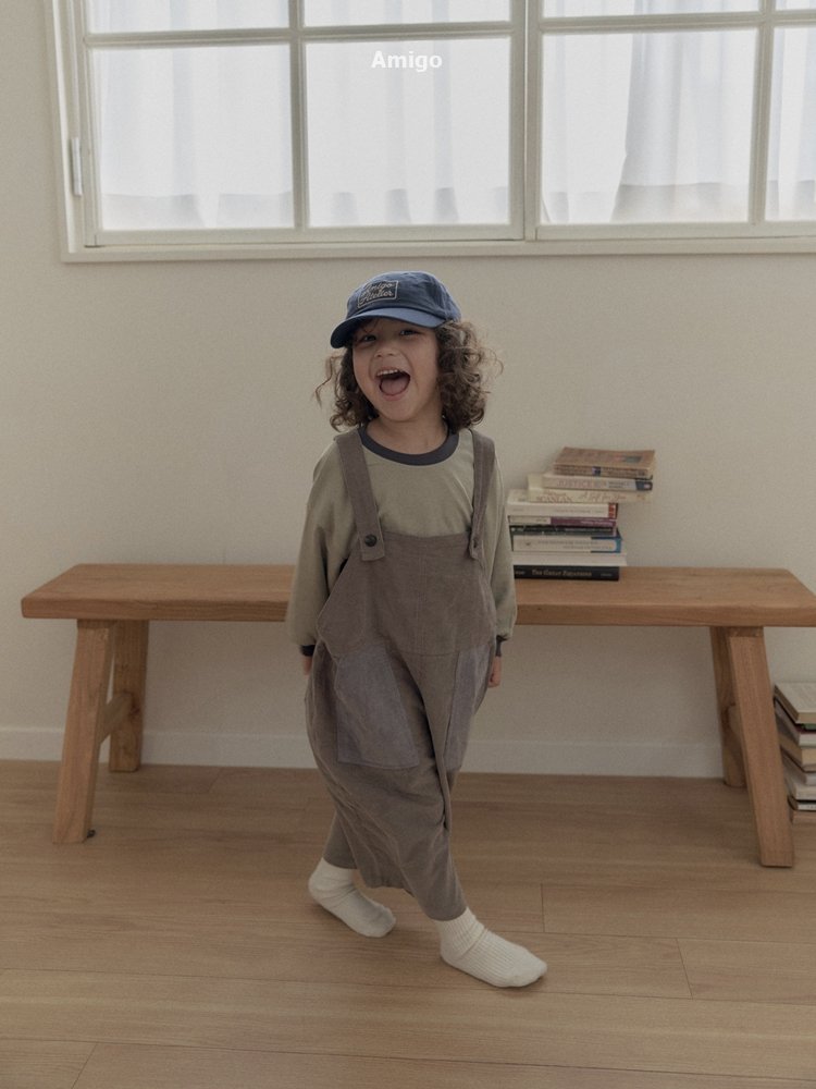 Amigo - Korean Children Fashion - #todddlerfashion - Corduroy Contrast Overalls - 7