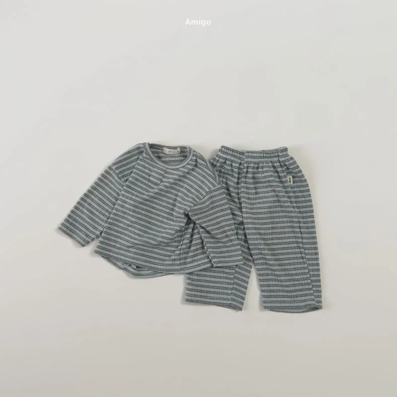 Amigo - Korean Children Fashion - #toddlerclothing - Barcode Top & Bottom Set - 12