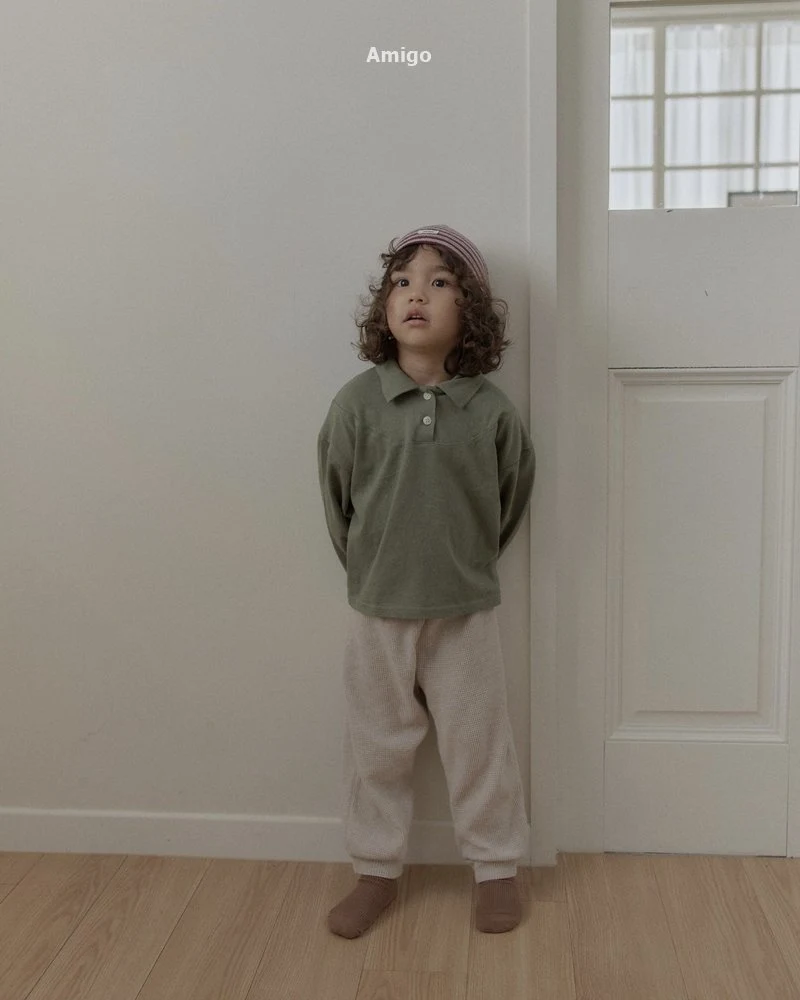 Amigo - Korean Children Fashion - #toddlerclothing - Slit Collar Tee - 5