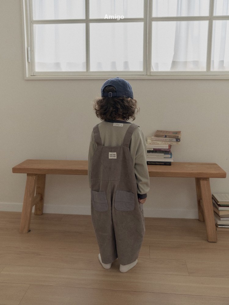 Amigo - Korean Children Fashion - #toddlerclothing - Corduroy Contrast Overalls - 8
