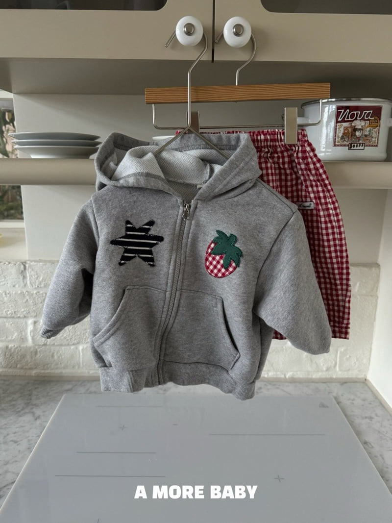 Amore - Korean Baby Fashion - #onlinebabyboutique - Strawberry Star Hood Zip-Up - 12