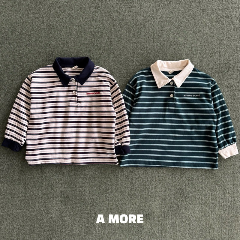 Amore - Korean Children Fashion - #childrensboutique - Multi Stripe Collar Tee