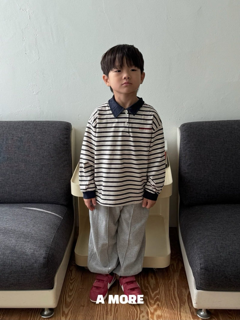 Amore - Korean Children Fashion - #designkidswear - Multi Stripe Collar Tee - 2