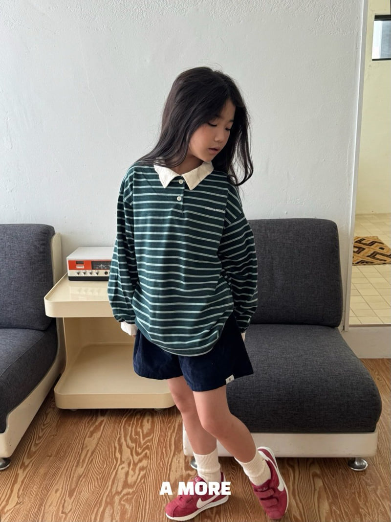 Amore - Korean Children Fashion - #kidsshorts - Multi Stripe Collar Tee - 5