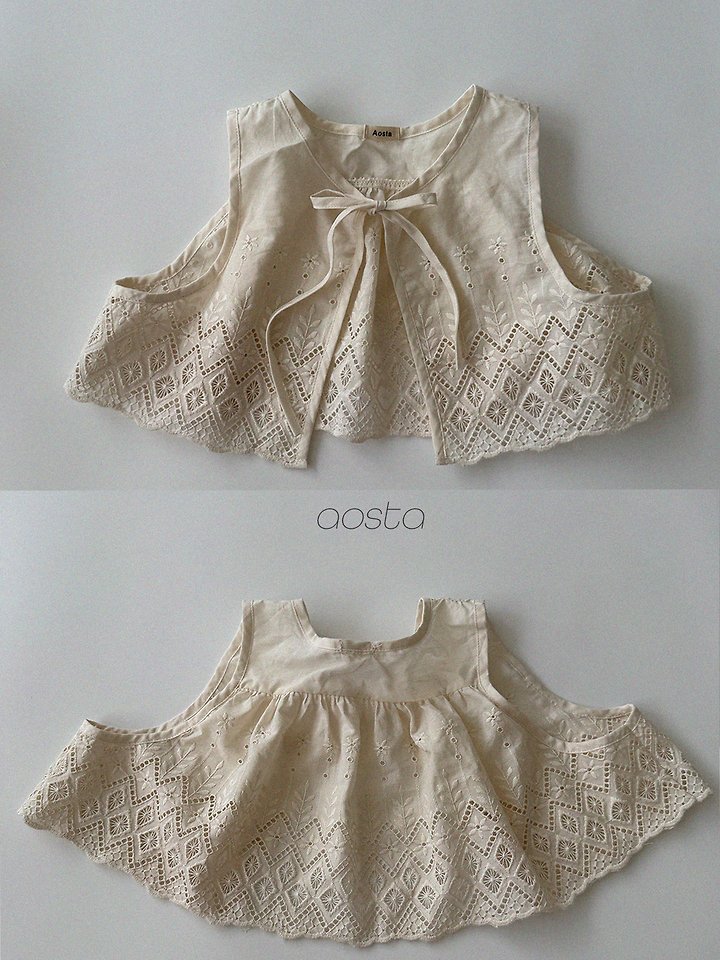 Aosta - Korean Children Fashion - #designkidswear - Lace Jenny Open Vest - 3