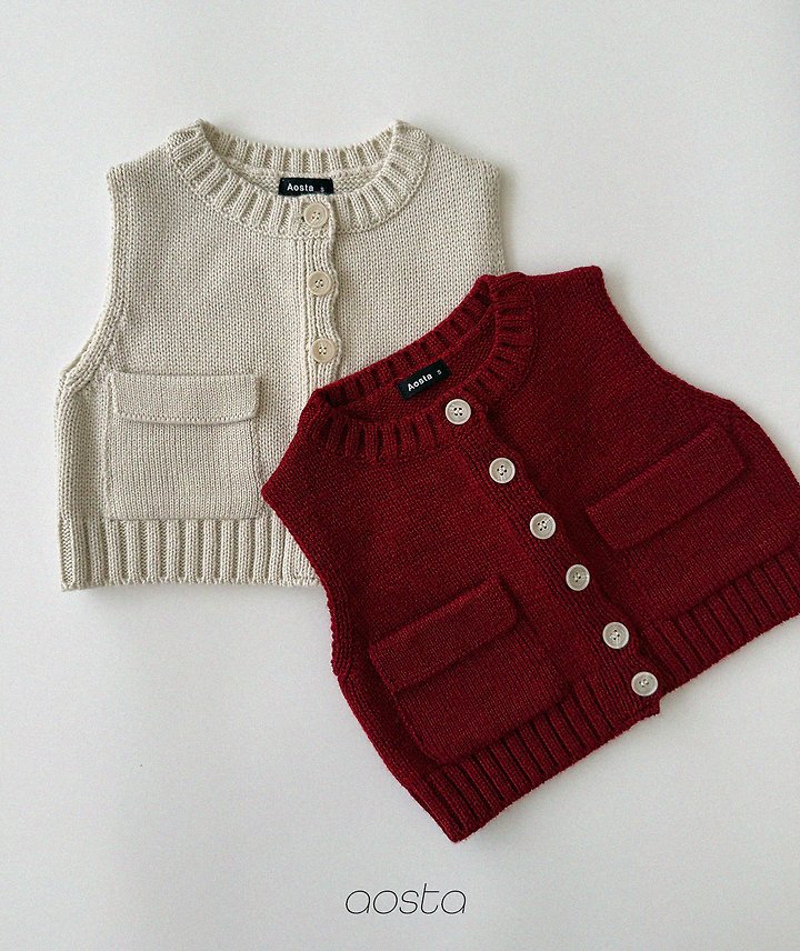 Aosta - Korean Children Fashion - #discoveringself - Knit Cookie Vest - 3