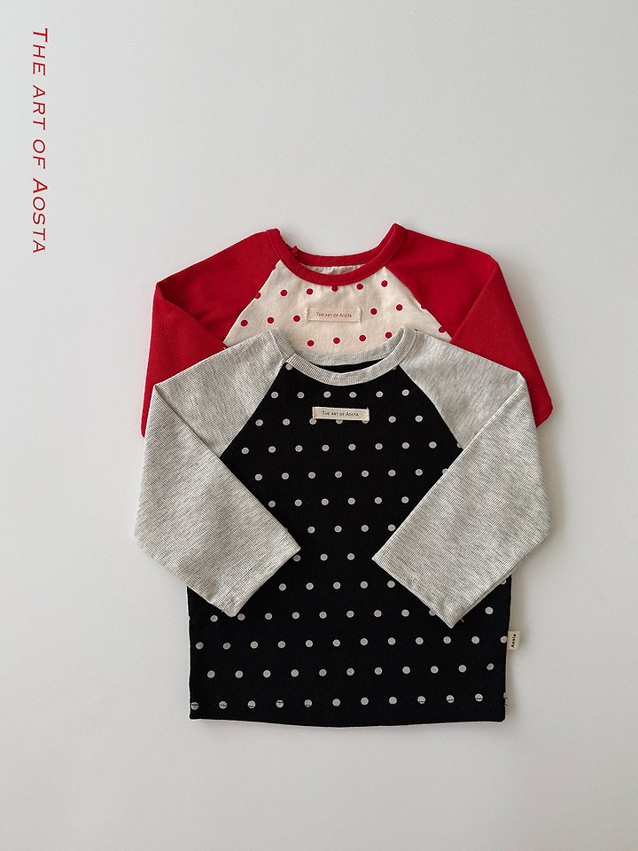 Aosta - Korean Children Fashion - #discoveringself - Dot Raglan Tee